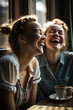 Women enjoying and laughing at a bar. Friendship. ia generate