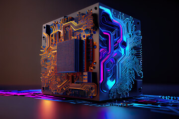 Poster - Artificial Intelligence, Quantum Computing Concept. Generative Ai