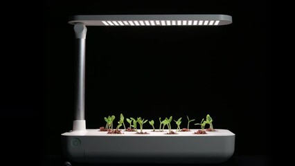 Sticker - green plants grown in a  mobile hydroponic device, time lapse