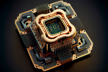 Poster - modern socket motherboard for a home computer. Generative Ai