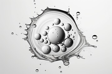 Poster - Water droplets in an abstract form on a white background. Generative AI