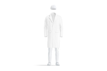 Wall Mural - Blank white wool coat, beanie, pants and shoes mockup, isolated