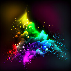 Wall Mural - neon rainbow background. soft texture on dark abstract empty space background. Created by AI. AI photo