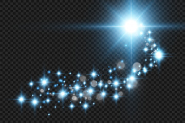 Poster - Comet on a transparent background. Bright Star. Starry beautiful path. Shooting star. Comet tail. Meteor flies. Space object.	