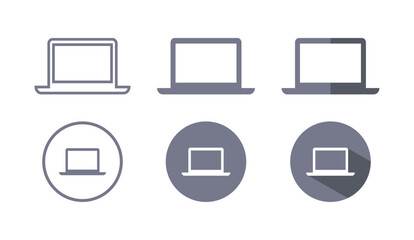 Fototapete - Flat Laptop Computer Device Flat Icon Set Vector Illustration