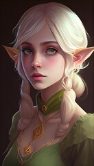 Wall Mural - Elf woman, 2d anime fantasy illustration, RPG character