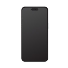 Wall Mural - front of iphone iphone 14 mock pro with black screen on white transparent background