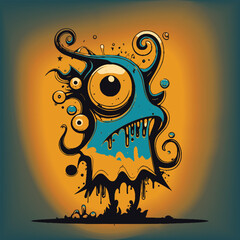 Wall Mural - Funny alien creature doddle
