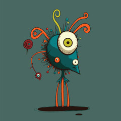 Canvas Print - Funny alien creature doddle