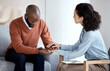 © Rene La/peopleimages.com - Black man, depression and psychologist support, empathy and holding hands for patient mental health. Counseling, psychology and USA therapy, therapist woman consulting client depressed, sad or crying