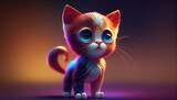Fototapeta Tęcza - The Illustration of a cute colorful kitten. Generative AI.