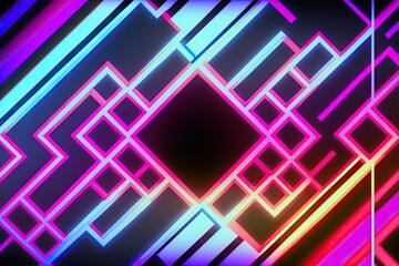 Canvas Print - background with an abstract geometric neon gradient. Generative AI