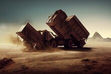 Career Dump Truck Is Going To The Gold Mining Range. Generative AI