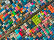 © AmazingAerialAgency - Aerial view of local market colourful tents at Minar Moshjid Tabling for the Global Muslims Congregation in Tongi, Dhaka, Bangladesh.