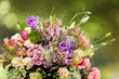 Fresh spring flowers bouquet on light background