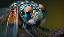 Close Up Of An Eye On A Dragonfly, Macro, Generative AI