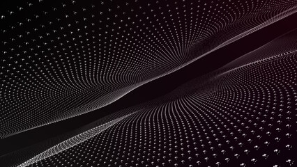 Aufkleber - Vector illustration. Digital future technology concept. Abstract wave moving dots flow particles