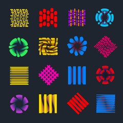 Poster - Vector tag with creative geometric design, bright frame for branding, business, advertising, on a dark background.