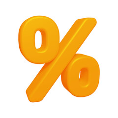 Poster - Orange percent symbol or icon design in 3d rendering
