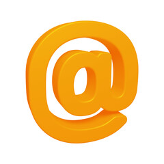 Poster - Orange email or at symbol design in 3d rendering
