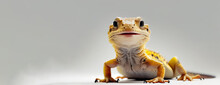 A Cute Lizzard Sitting On White Background With Smiley Face Generative Ai