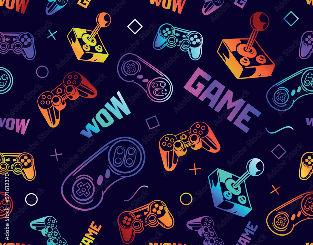 Game seamless pattern. Repeating design element for printing on fabric ...