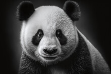 Black And White Head Portrait Of A Panda