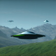 © Özgür Güvenç - UFO's Flying Over Meadows And Mountains, Illustration