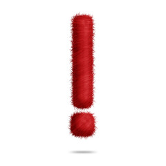 Poster - exclamation mark symbol or icon design with red fur texture