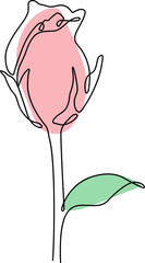 Poster - One line drawing of a rose. Vector illustration