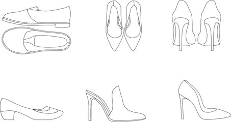 Wall Mural - Vector illustration sketch of women's fashion shoe sandals