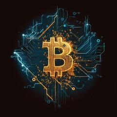 Poster - Bitcoin blockchain cryptocurrency digital money exchange Technology symbol, generative ai