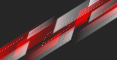Wall Mural - diagonal abstract blurred stripe of random red and white shapes on balck background