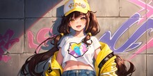 Beautiful Kawaii Anime Girl. Generative AI