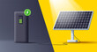 3d solar power station, sun rays panel and energy collector, 3d illustration, render style