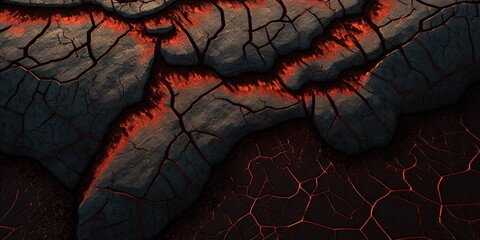 Sticker - Lava crack ground mud textured. Generative AI