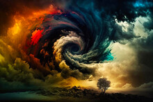 Abstract Colorful   Tornado Created With Generative AI Technology
