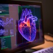 Cardiologist diagnosis patient heart anatomy and test results using networked database of electronic medical records, Digital healthcare on a hologram in the future,generative ai