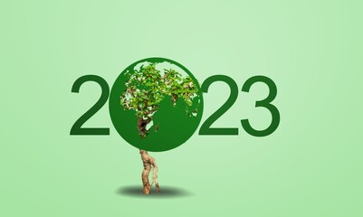 Poster - New year concept, 2023 numbers and eco image