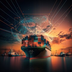 global logistic and transportation network distribution and networking intelligent logistics of import, export, and industry, generative ai