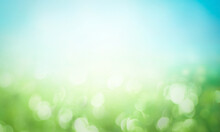 Abstract Blur Beautiful Green Nature And Blue Sky White Clouds Wallpaper Background