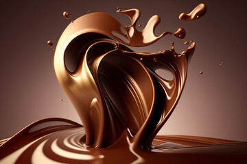 Wall Mural - Chocolate splash, chocolate waves, generative art, generative ai	