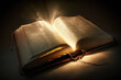 Shining Holy Bible - Ancient Book banner,  illuminated message, generative ai