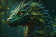 © jr-art - green dragon in the green forest. Generative AI