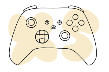 Wall Mural - Game modern controller. Vector illustration in hand-drawn cartoon flat style isolated on white background.