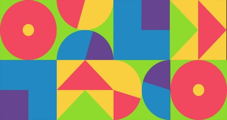Wall Mural - animated geometric pattern or background loop. 4k resolution geometric motion design in bright color