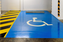 Handicap parking areas reserved for disabled people , Empty space