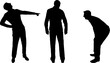 Silhouettes of two men laughing at another person pointing a finger at him. The concept of bullying, inequality and not only