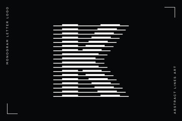 Aufkleber - Letter K Logo with Abstract Line Pattern