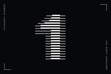 Aufkleber - Number 1 with Abstract Lines Pattern